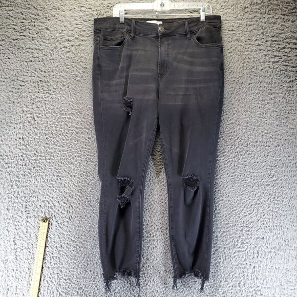 Vervet Jeans Womens Size 16 Black Distressed High Rise Stretch Frayed Hem - Picture 1 of 13